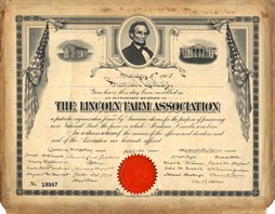 Lincoln Farm Association Certificate
